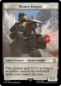 Human Knight // Food (0014) Double-Sided Token - Universes Beyond: Fallout (PIP) #2 // 14 - Token Magic: The Gathering Trading Card