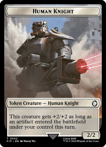 Human Knight // Copy Double-Sided Token - Universes Beyond: Fallout Magic: The Gathering trading card
