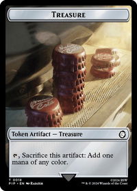 Treasure (0018) // Human Knight Double-Sided Token - Universes Beyond: Fallout (PIP) #18 // 2 - Token Magic: The Gathering Trading Card