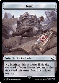 Junk // Clue Double-Sided Token - Universes Beyond: Fallout (PIP) #15 // 11 - Token Magic: The Gathering Trading Card