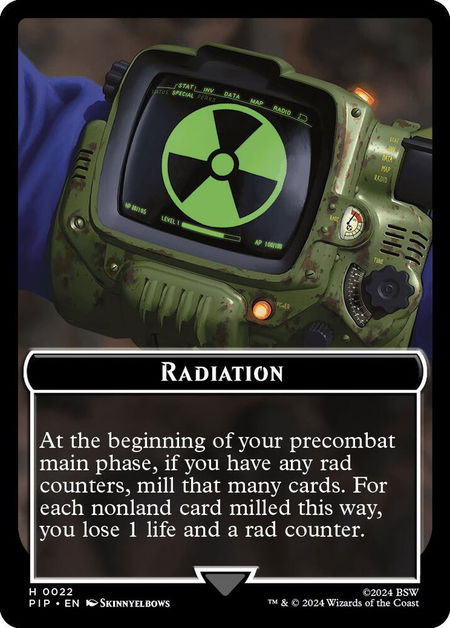 Radiation // Warrior Double-Sided Token - Universes Beyond: Fallout Magic: The Gathering trading card