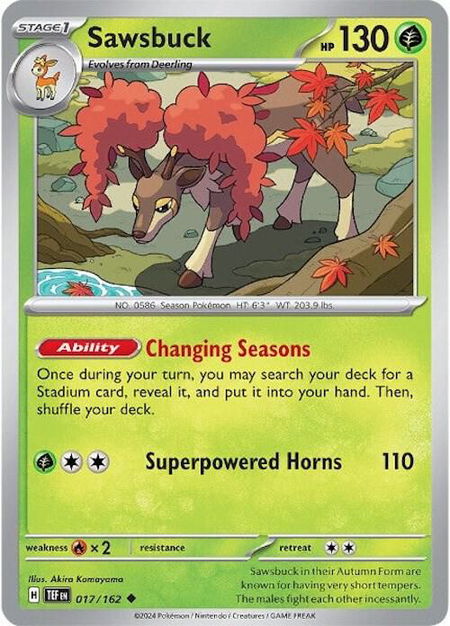Sawsbuck - 017/162 - SV05: Temporal Forces Pokémon trading card