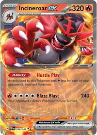 Incineroar ex - 034/162 - SV05: Temporal Forces (TEF) #034/162 - Double Rare Pokémon Trading Card