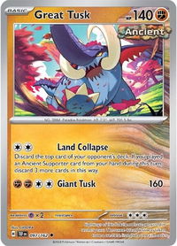Great Tusk - 097/162 - SV05: Temporal Forces (TEF) #097/162 - Uncommon Pokémon Trading Card