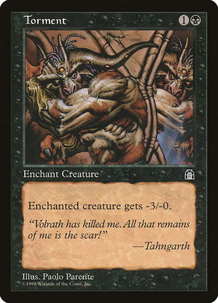 Torment trading card from Stronghold Torment - Stronghold Magic: The Gathering trading card