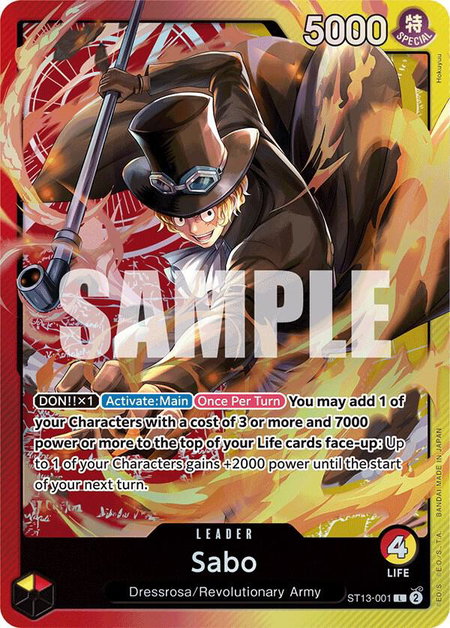 Sabo (001) - Ultra Deck: The Three Brothers One Piece trading card