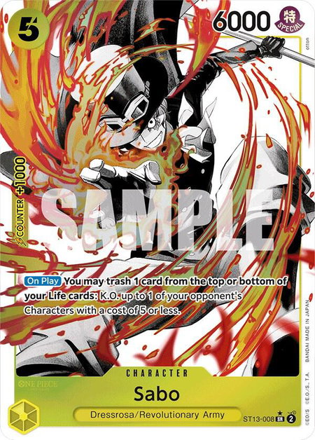 Sabo (008) (Parallel) - Ultra Deck: The Three Brothers One Piece trading card