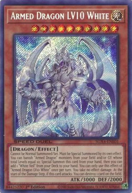 Armed Dragon LV10 White (Secret Rare) - Speed Duel GX: Midterm Destruction YuGiOh trading card