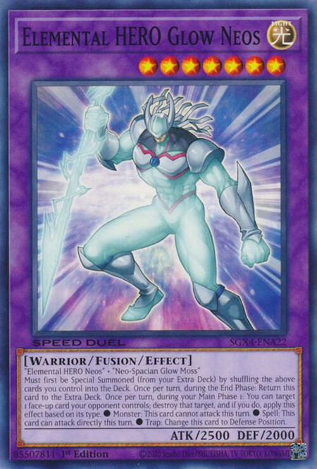 Elemental HERO Glow Neos trading card from Speed Duel GX: Midterm Destruction Elemental HERO Glow Neos - Speed Duel GX: Midterm Destruction YuGiOh trading card