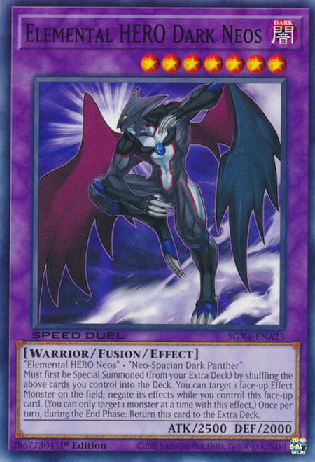 Elemental HERO Dark Neos trading card from Speed Duel GX: Midterm Destruction Elemental HERO Dark Neos - Speed Duel GX: Midterm Destruction YuGiOh trading card