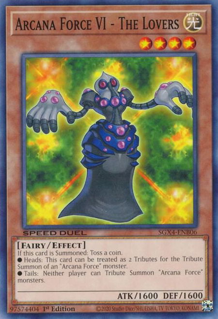 Arcana Force VI - The Lovers trading card from Speed Duel GX: Midterm Destruction Arcana Force VI - The Lovers - Speed Duel GX: Midterm Destruction YuGiOh trading card