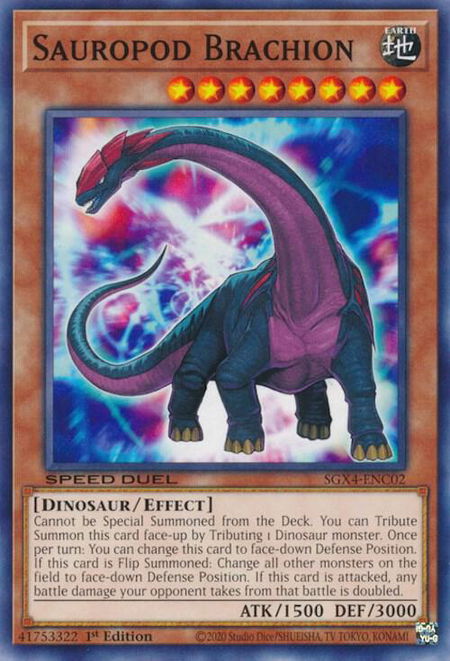 Sauropod Brachion trading card from Speed Duel GX: Midterm Destruction Sauropod Brachion - Speed Duel GX: Midterm Destruction YuGiOh trading card