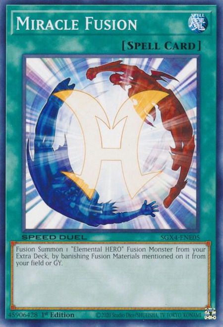 Miracle Fusion trading card from Speed Duel GX: Midterm Destruction Miracle Fusion - Speed Duel GX: Midterm Destruction YuGiOh trading card