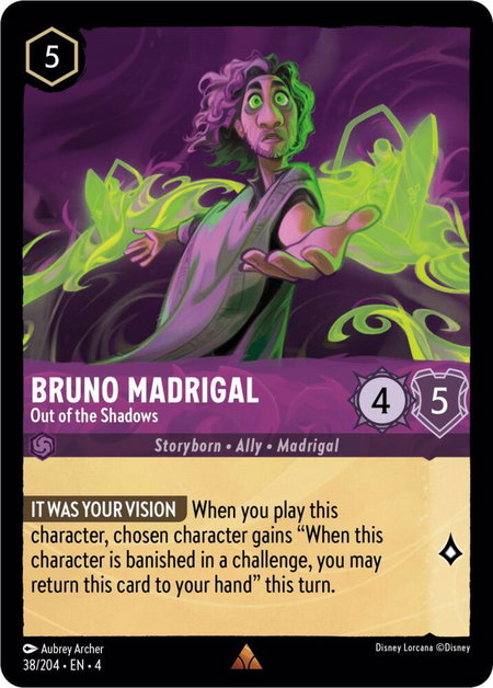 Bruno Madrigal - Out of the Shadows - Ursula's Return Disney Lorcana trading card