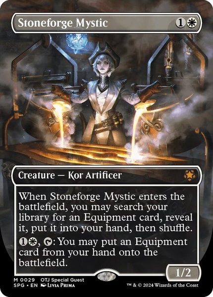 Stoneforge Mystic (Borderless) trading card from Special Guests Stoneforge Mystic (Borderless) - Special Guests Magic: The Gathering trading card