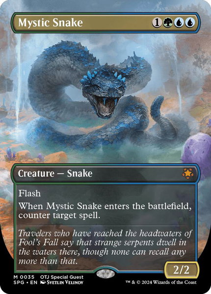 Mystic Snake (Borderless) trading card from Special Guests Mystic Snake (Borderless) - Special Guests Magic: The Gathering trading card