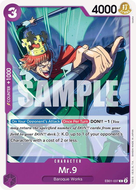 Mr. 9 trading card from Extra Booster: Memorial Collection Mr. 9 - Extra Booster: Memorial Collection One Piece trading card