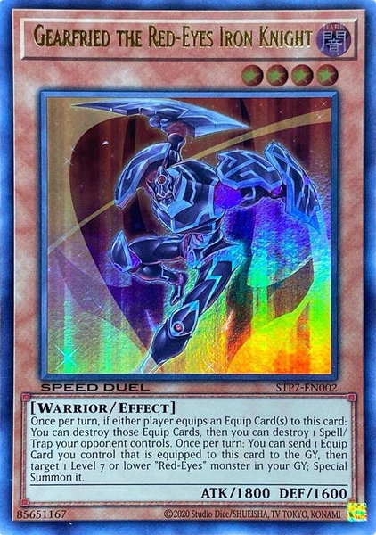 Gearfried the Red-Eyes Iron Knight trading card from Speed Duel: Tournament Pack 7 Gearfried the Red-Eyes Iron Knight - Speed Duel: Tournament Pack 7 YuGiOh trading card