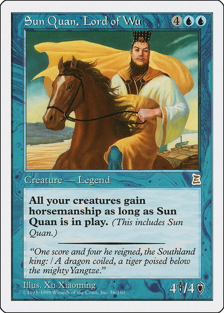 Sun Quan, Lord of Wu - Portal Three Kingdoms Magic: The Gathering trading card