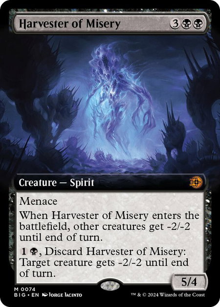 Harvester of Misery (Extended Art) - Outlaws of Thunder Junction: The Big Score Magic: The Gathering trading card