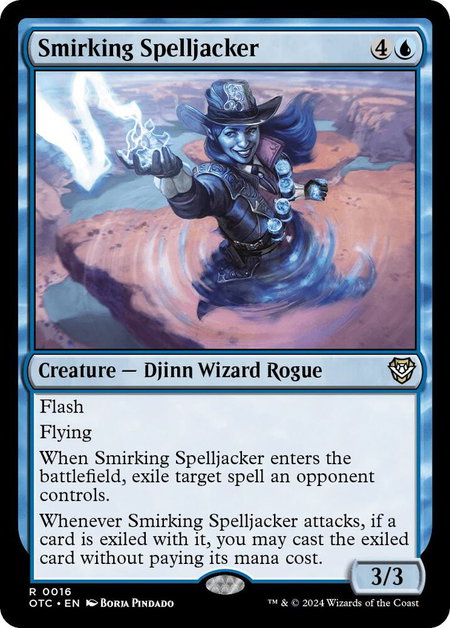 Smirking Spelljacker trading card from Commander: Outlaws of Thunder Junction Smirking Spelljacker - Commander: Outlaws of Thunder Junction Magic: The Gathering trading card