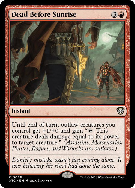 Dead Before Sunrise trading card from Commander: Outlaws of Thunder Junction Dead Before Sunrise - Commander: Outlaws of Thunder Junction Magic: The Gathering trading card