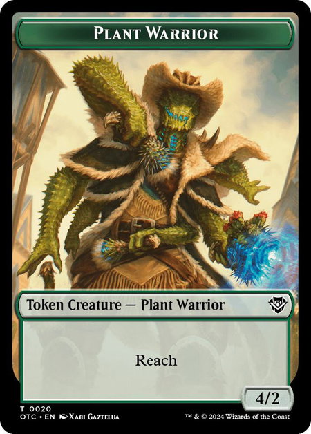 Plant Warrior // Plant Double-Sided Token trading card from Commander: Outlaws of Thunder Junction Plant Warrior // Plant Double-Sided Token - Commander: Outlaws of Thunder Junction Magic: The Gathering trading card