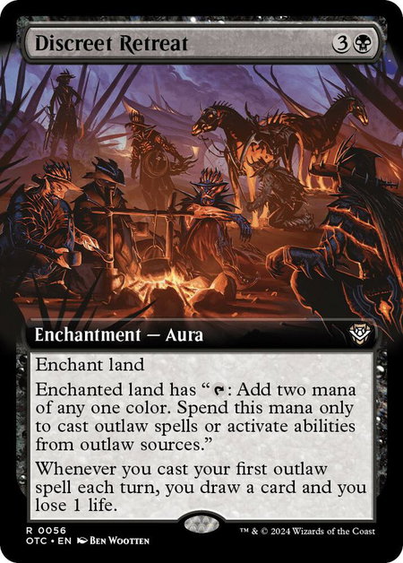 Discreet Retreat (Extended Art) trading card from Commander: Outlaws of Thunder Junction Discreet Retreat (Extended Art) - Commander: Outlaws of Thunder Junction Magic: The Gathering trading card