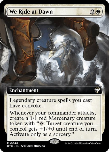 We Ride at Dawn (Extended Art) trading card from Commander: Outlaws of Thunder Junction We Ride at Dawn (Extended Art) - Commander: Outlaws of Thunder Junction Magic: The Gathering trading card