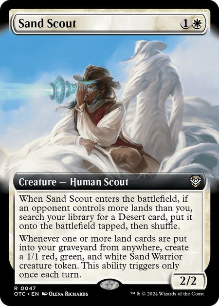 Sand Scout (Extended Art) trading card from Commander: Outlaws of Thunder Junction Sand Scout (Extended Art) - Commander: Outlaws of Thunder Junction Magic: The Gathering trading card