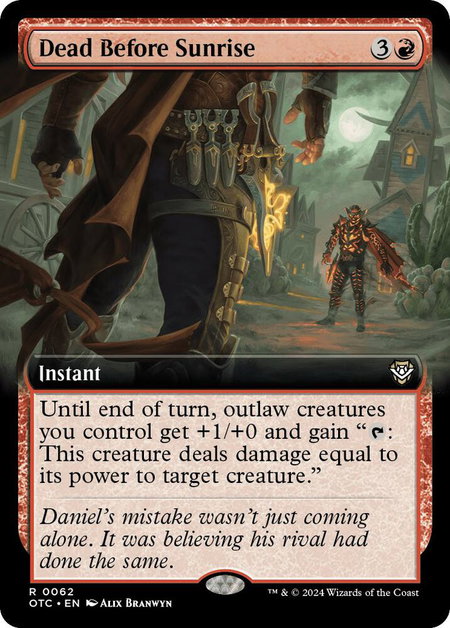 Dead Before Sunrise (Extended Art) trading card from Commander: Outlaws of Thunder Junction Dead Before Sunrise (Extended Art) - Commander: Outlaws of Thunder Junction Magic: The Gathering trading card
