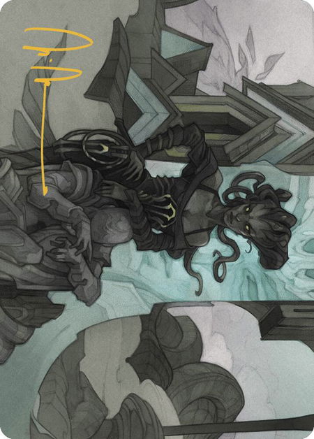 Vraska Joins Up Art Card (Gold-Stamped Signature) - Art Series: Outlaws of Thunder Junction Magic: The Gathering trading card