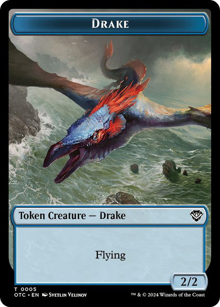 Drake // Soldier (0026) Double-Sided Token trading card from Commander: Outlaws of Thunder Junction Drake // Soldier (0026) Double-Sided Token - Commander: Outlaws of Thunder Junction Magic: The Gathering trading card