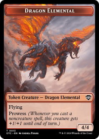 Dragon Elemental // Bird Illusion Double-Sided Token - Commander: Outlaws of Thunder Junction (OTC) #13 // 4 - Token Magic: The Gathering Trading Card