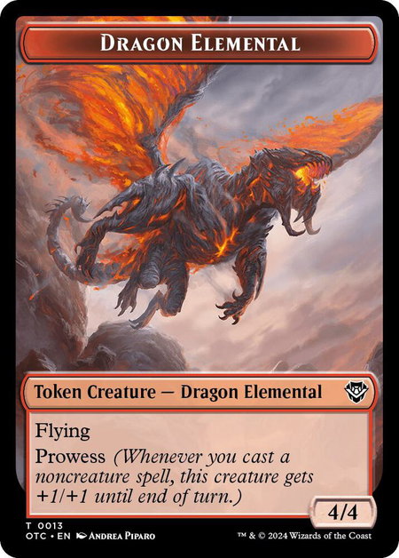 Dragon Elemental // Treasure Double-Sided Token trading card from Commander: Outlaws of Thunder Junction Dragon Elemental // Treasure Double-Sided Token - Commander: Outlaws of Thunder Junction Magic: The Gathering trading card