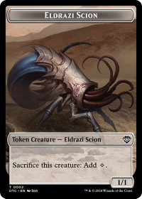 Eldrazi Scion // Manifest Double-Sided Token - Commander: Outlaws of Thunder Junction (OTC) #2 // 28 - Token Magic: The Gathering Trading Card