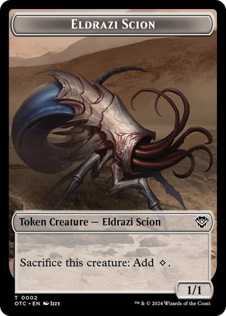 Eldrazi Scion // Manifest Double-Sided Token trading card from Commander: Outlaws of Thunder Junction Eldrazi Scion // Manifest Double-Sided Token - Commander: Outlaws of Thunder Junction Magic: The Gathering trading card