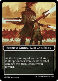 Bounty: Gorra Tash and Silas // Bounty Rules Double-Sided Token - Commander: Outlaws of Thunder Junction (OTC) #32 - Token Magic: The Gathering Trading Card