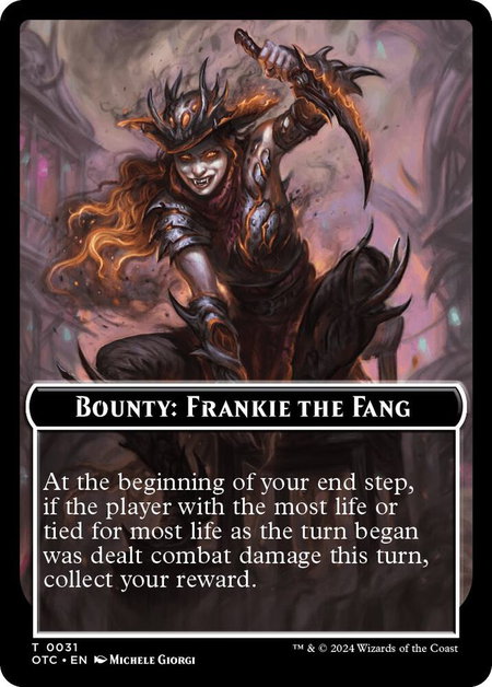 Bounty: Frankie the Fang // Bounty Rules Double-Sided Token trading card from Commander: Outlaws of Thunder Junction Bounty: Frankie the Fang // Bounty Rules Double-Sided Token - Commander: Outlaws of Thunder Junction Magic: The Gathering trading card