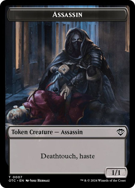 Assassin // Food Double-Sided Token trading card from Commander: Outlaws of Thunder Junction Assassin // Food Double-Sided Token - Commander: Outlaws of Thunder Junction Magic: The Gathering trading card