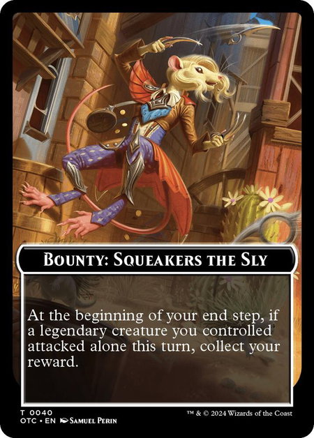 Bounty: Squeakers the Sly // Bounty Rules Double-Sided Token trading card from Commander: Outlaws of Thunder Junction Bounty: Squeakers the Sly // Bounty Rules Double-Sided Token - Commander: Outlaws of Thunder Junction Magic: The Gathering trading card