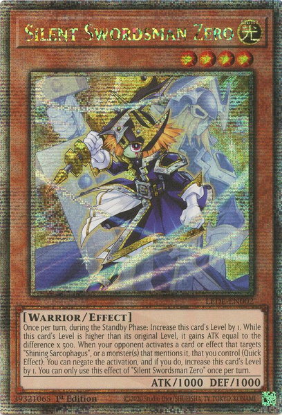 Silent Swordsman Zero (Quarter Century Secret Rare) trading card from Legacy of Destruction Silent Swordsman Zero (Quarter Century Secret Rare) - Legacy of Destruction YuGiOh trading card