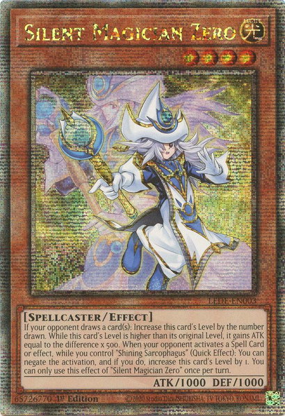 Silent Magician Zero (Quarter Century Secret Rare) trading card from Legacy of Destruction Silent Magician Zero (Quarter Century Secret Rare) - Legacy of Destruction YuGiOh trading card