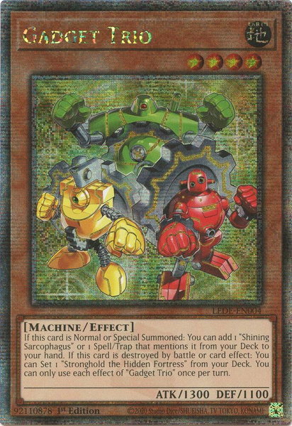 Gadget Trio (Quarter Century Secret Rare) trading card from Legacy of Destruction Gadget Trio (Quarter Century Secret Rare) - Legacy of Destruction YuGiOh trading card