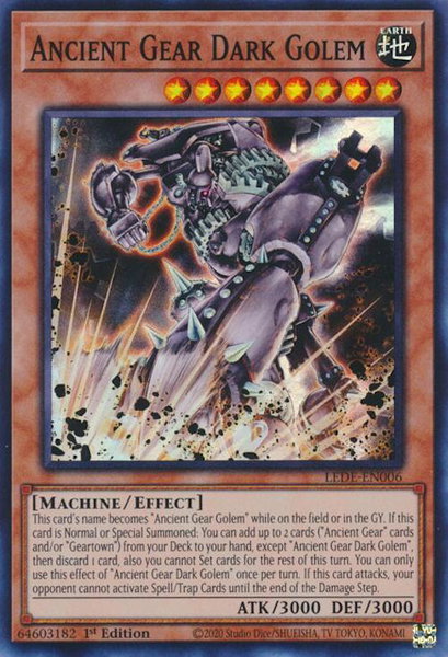 Ancient Gear Dark Golem trading card from Legacy of Destruction Ancient Gear Dark Golem - Legacy of Destruction YuGiOh trading card