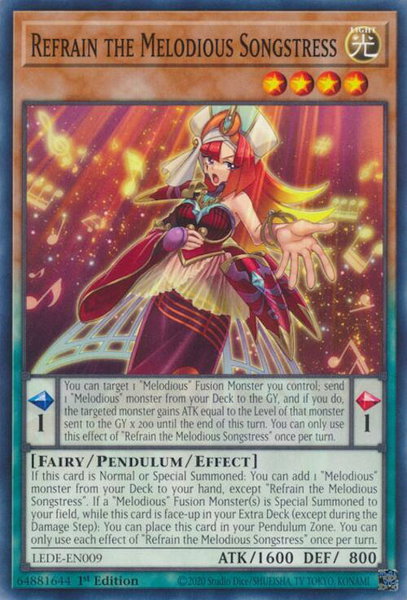 Refrain the Melodious Songstress trading card from Legacy of Destruction Refrain the Melodious Songstress - Legacy of Destruction YuGiOh trading card