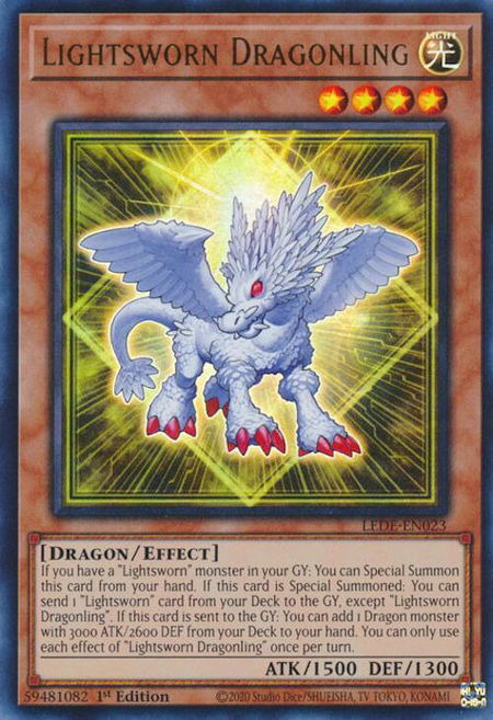 Lightsworn Dragonling trading card from Legacy of Destruction Lightsworn Dragonling - Legacy of Destruction YuGiOh trading card