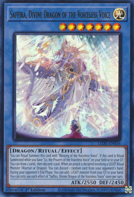 Saffira, Divine Dragon of the Voiceless Voice - Legacy of Destruction YuGiOh trading card