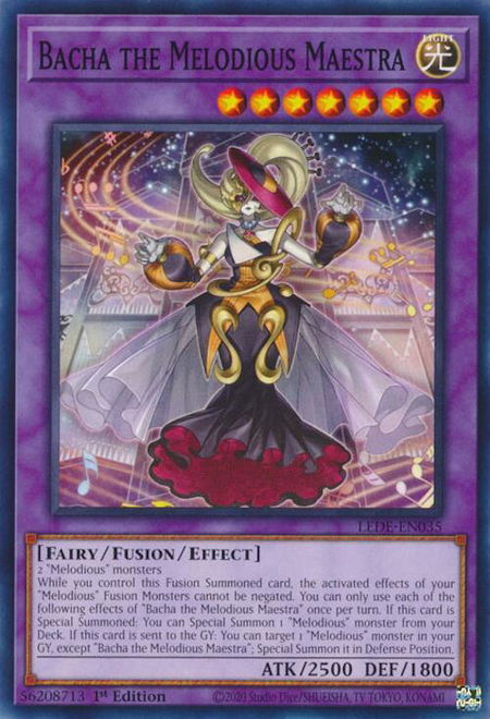 Bacha the Melodious Maestra trading card from Legacy of Destruction Bacha the Melodious Maestra - Legacy of Destruction YuGiOh trading card