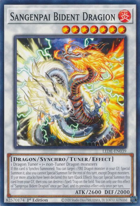 Sangenpai Bident Dragion trading card from Legacy of Destruction Sangenpai Bident Dragion - Legacy of Destruction YuGiOh trading card